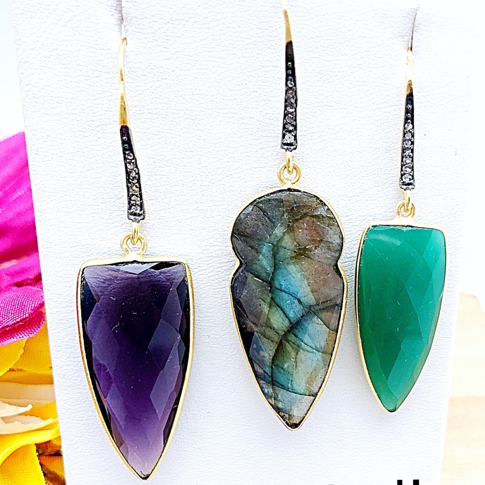 SALE STERLING HOOKS Amethyst, Labradorite, Green Onyx Earrings, ONLY PAIRS, NWT